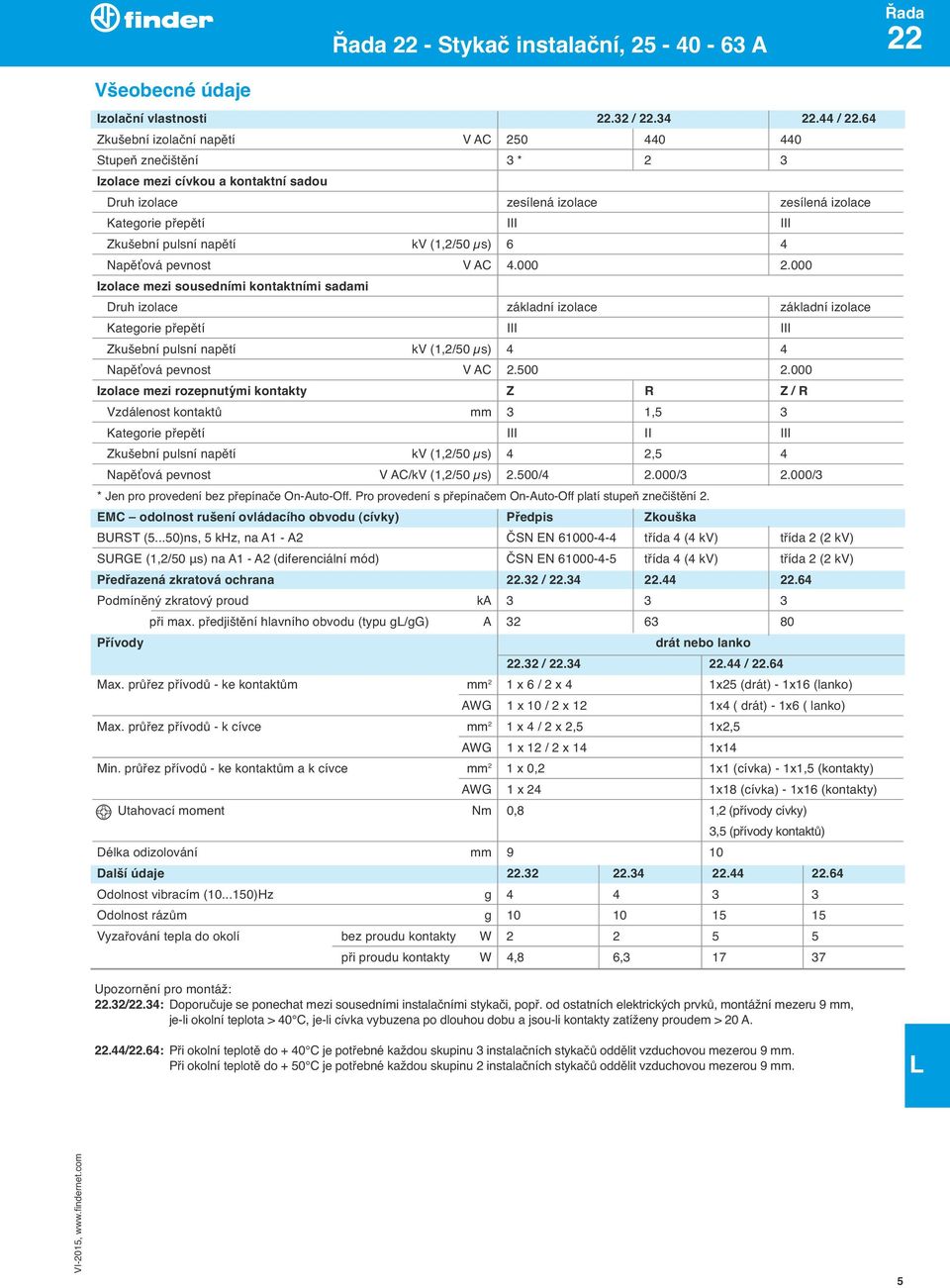 napětí kv (1,2/50 μs) 6 4 Napěťová pevnost V C 4.000 2.