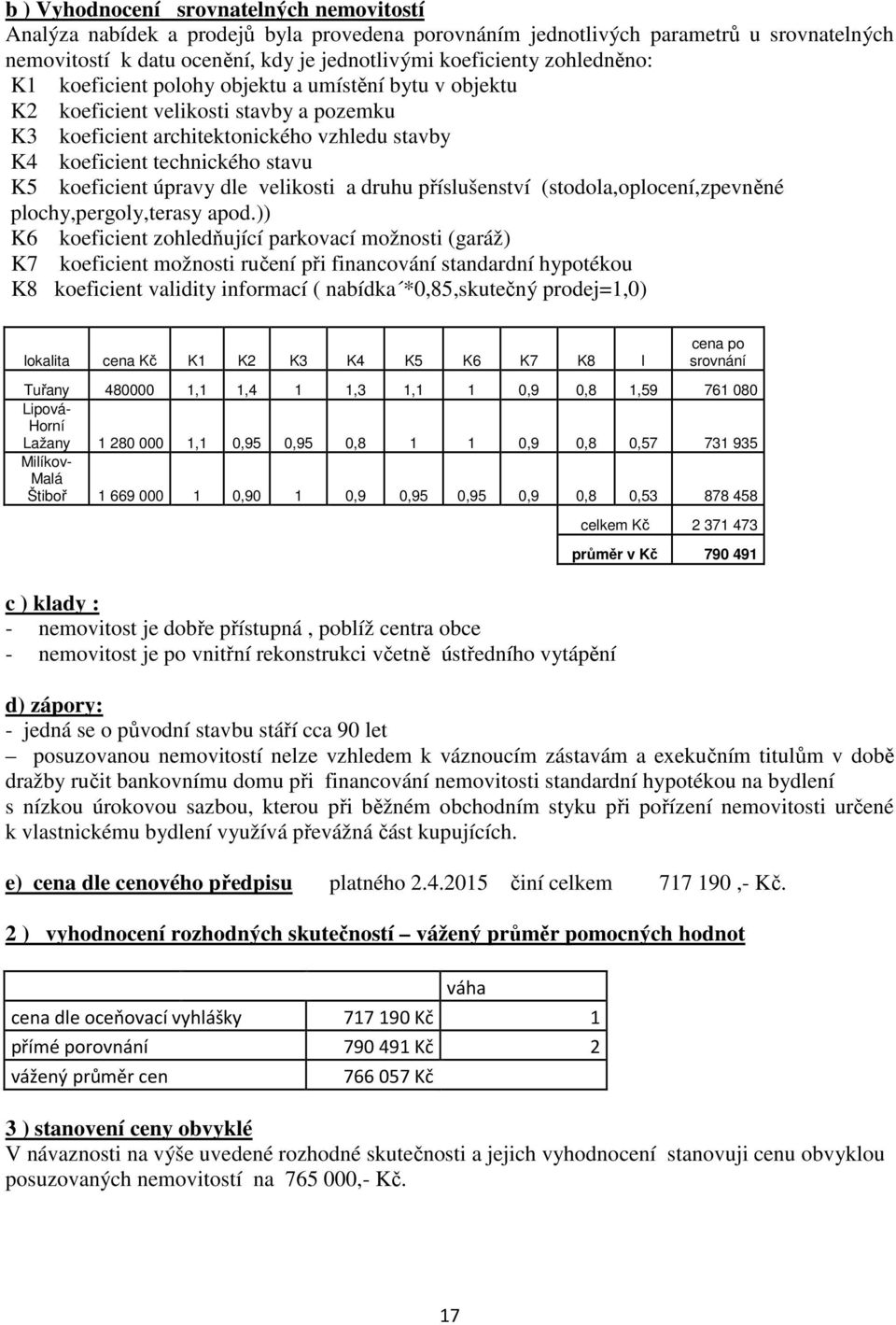 koeficient úpravy dle velikosti a druhu příslušenství (stodola,oplocení,zpevněné plochy,pergoly,terasy apod.