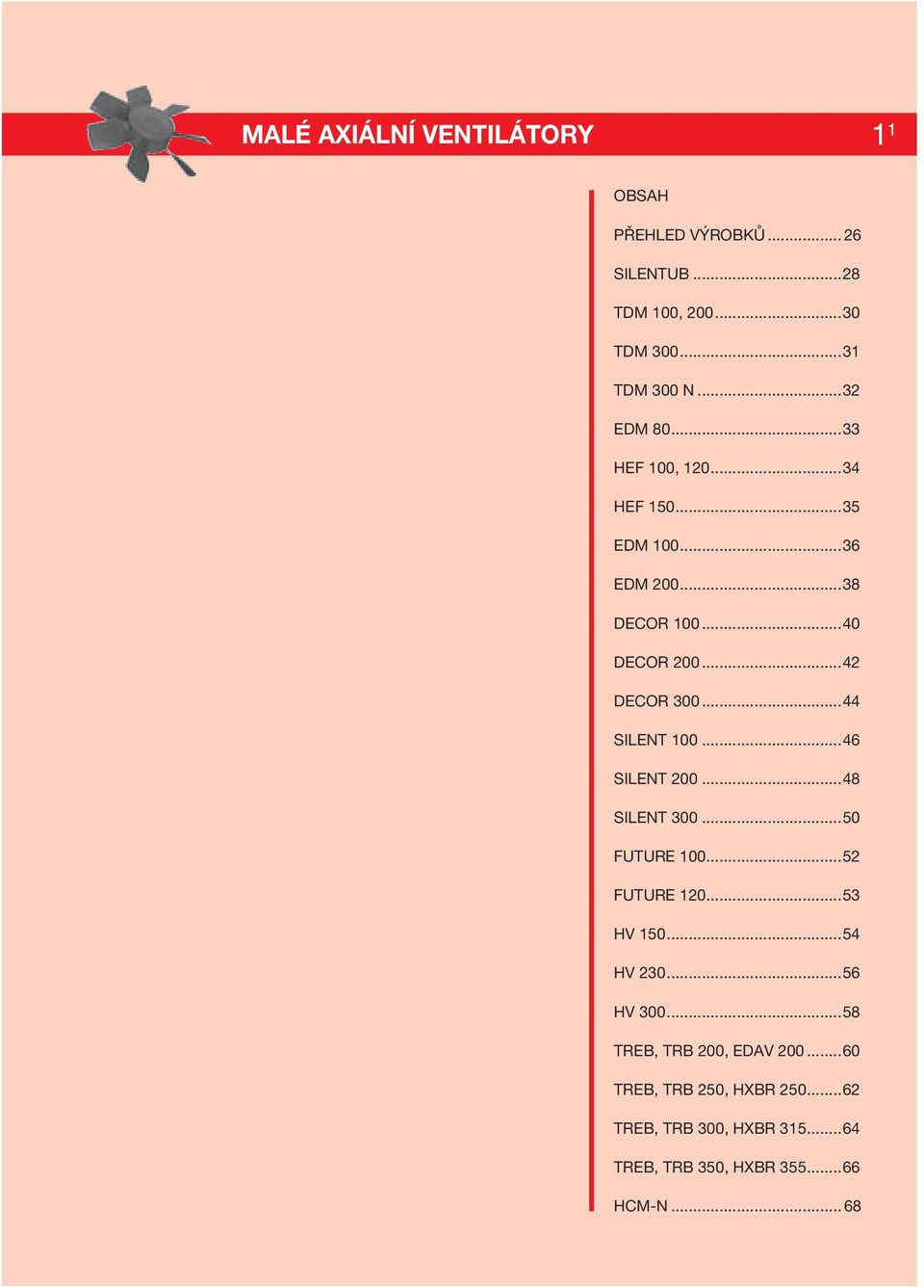 ..53 HV 150...54 HV 230...56 HV 300...58 TREB, TRB 200, EDAV 200...60 TREB, TRB 250, HXBR 250...62 TREB, TRB 300, HXBR 315...64 TREB, TRB 350, HXBR 355.