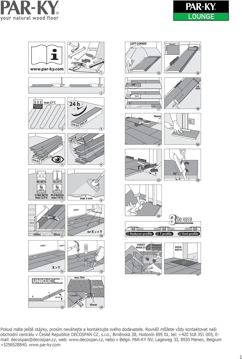 mm 7 8 wall X 3 ±0cm profile - 3 applications 0mm 30cm 9 or X ± = Y 0 Reducer-profile T-profile 3