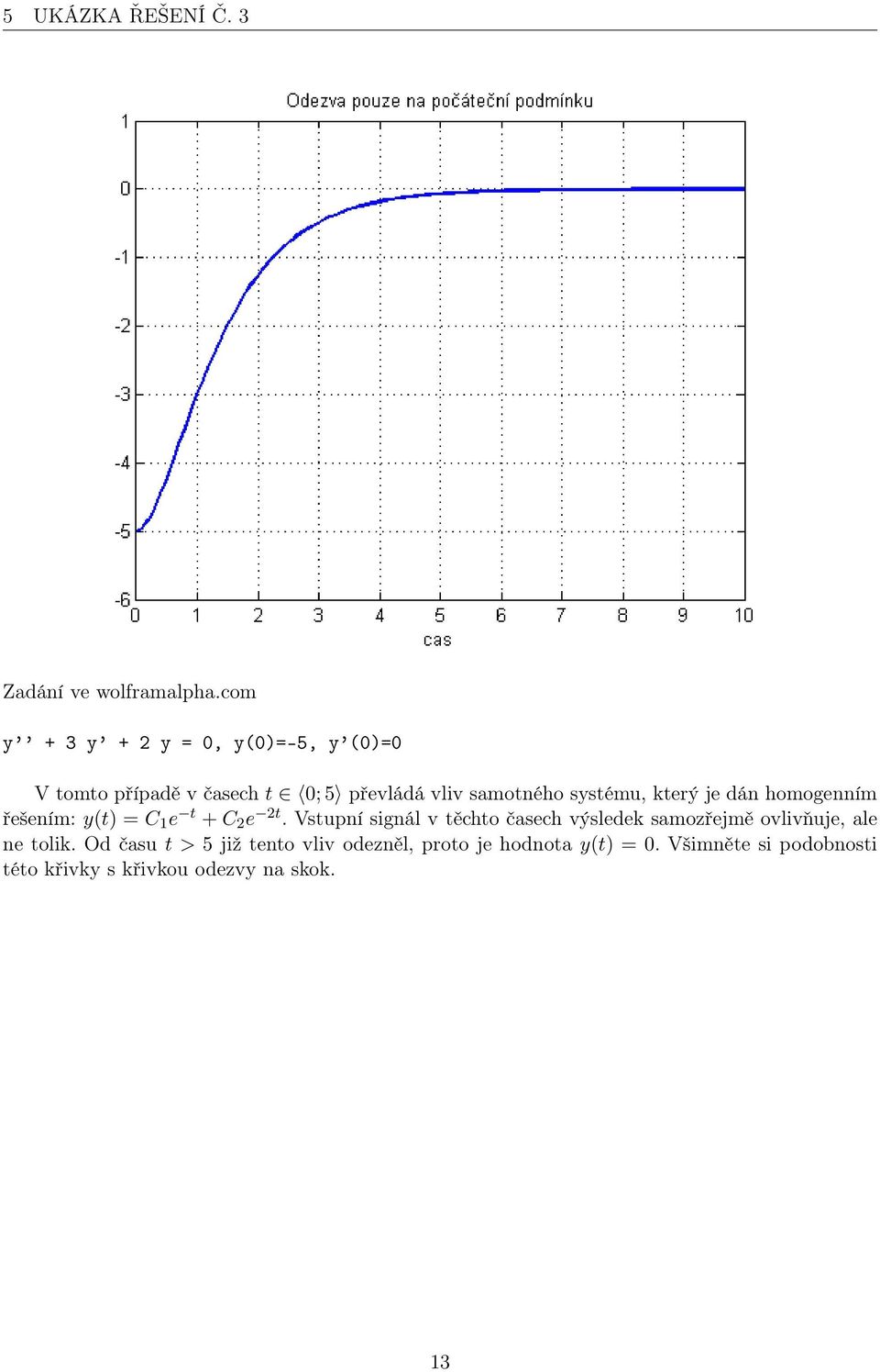 systému, který je dán homogenním řešením: y(t) = C 1 e t + C 2 e 2t.