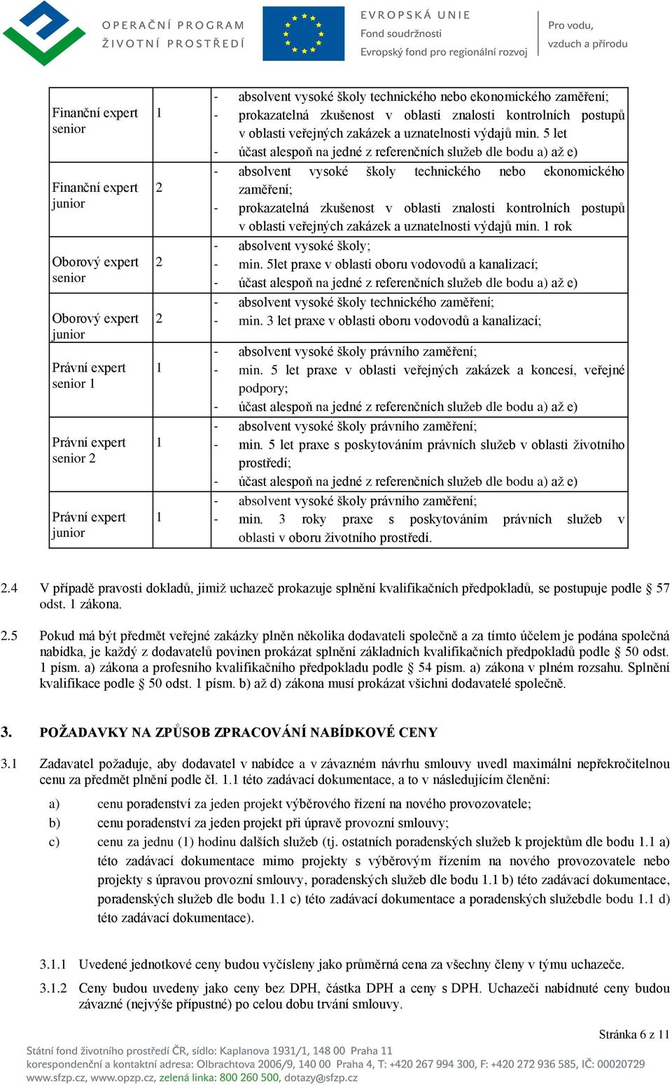 5 let - účast alespoň na jedné z referenčních služeb dle bodu a) až e) - absolvent vysoké školy  1 rok - absolvent vysoké školy; - min.