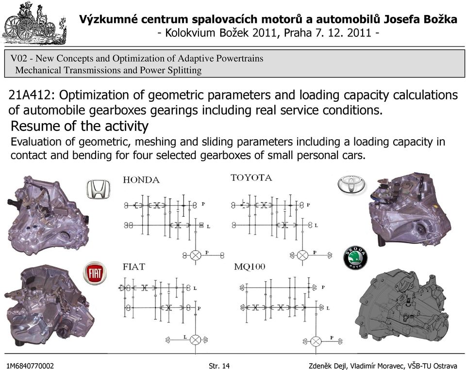 Resume of the activity Evaluation of geometric, meshing and sliding parameters including a loading capacity in contact and