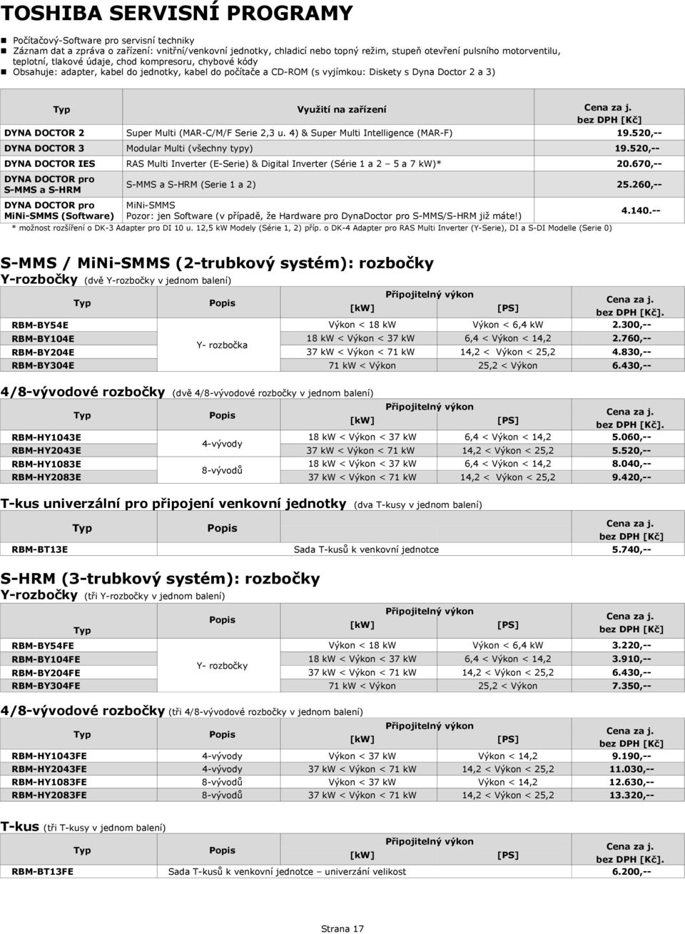 DOCTOR 2 Super Multi (MAR-C/M/F Serie 2,3 u. 4) & Super Multi Intelligence (MAR-F) 19.520,-- DYNA DOCTOR 3 Modular Multi (všechny typy) 19.