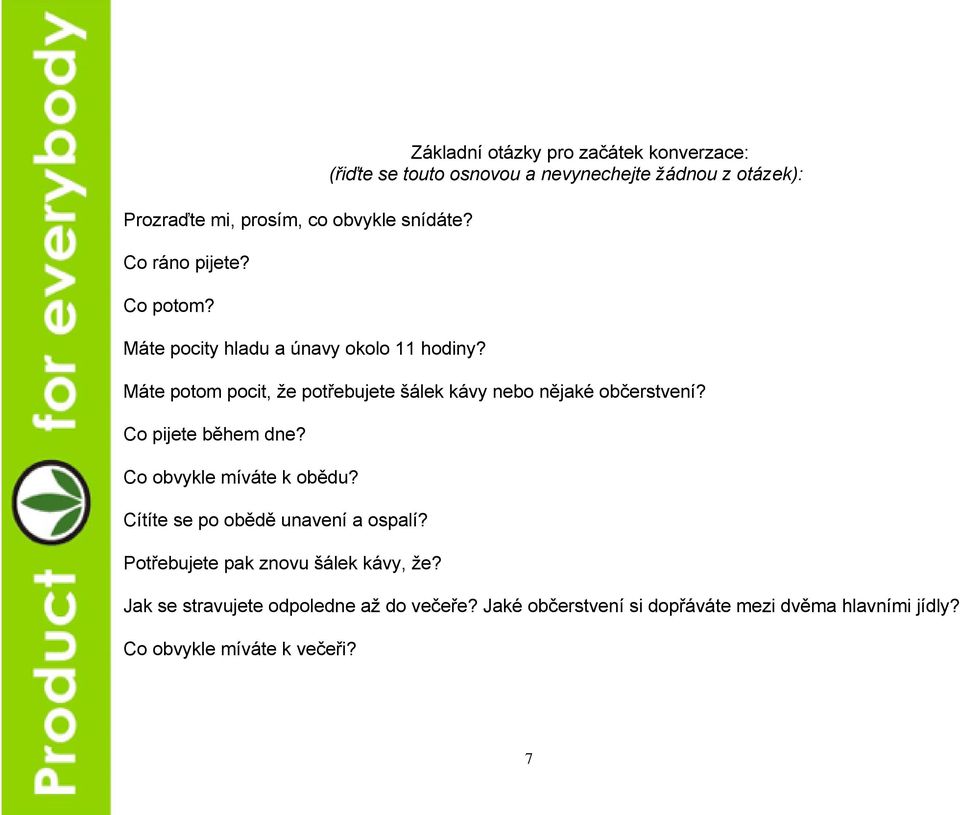 šálek kávy nebo nějaké občerstvení? Co pijete během dne? Co obvykle míváte k obědu? Cítíte se po obědě unavení a ospalí?