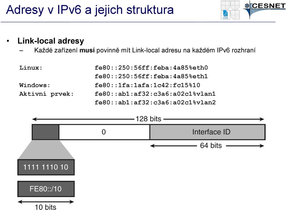 Aktivní prvek: fe80::250:56ff:feba:4a85%eth0 fe80::250:56ff:feba:4a85%eth1