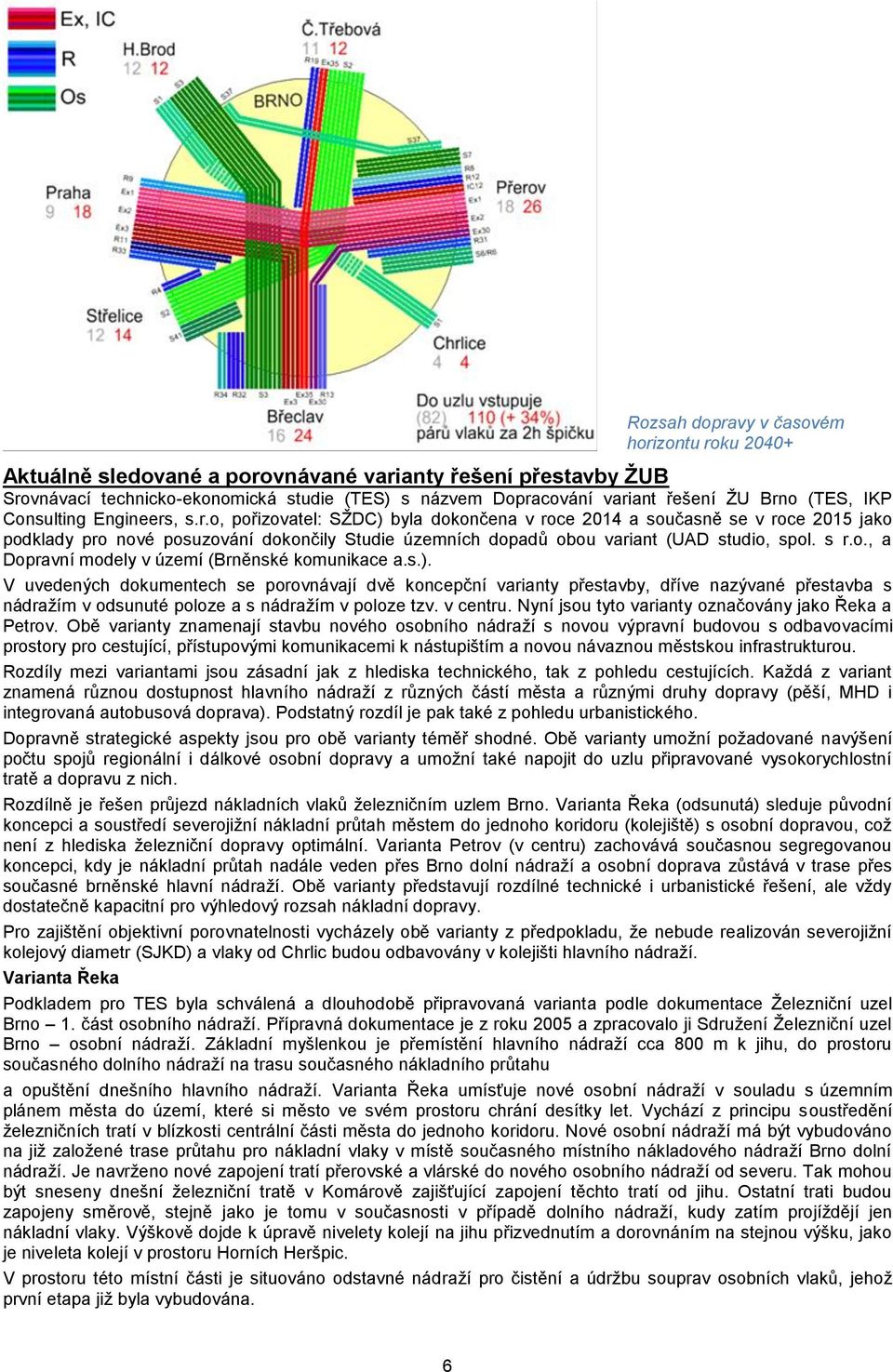 , s.r.o, pořizovatel: SŽDC) byla dokončena v roce 2014 a současně se v roce 2015 jako podklady pro nové posuzování dokončily Studie územních dopadů obou variant (UAD studio, spol. s r.o., a Dopravní modely v území (Brněnské komunikace a.