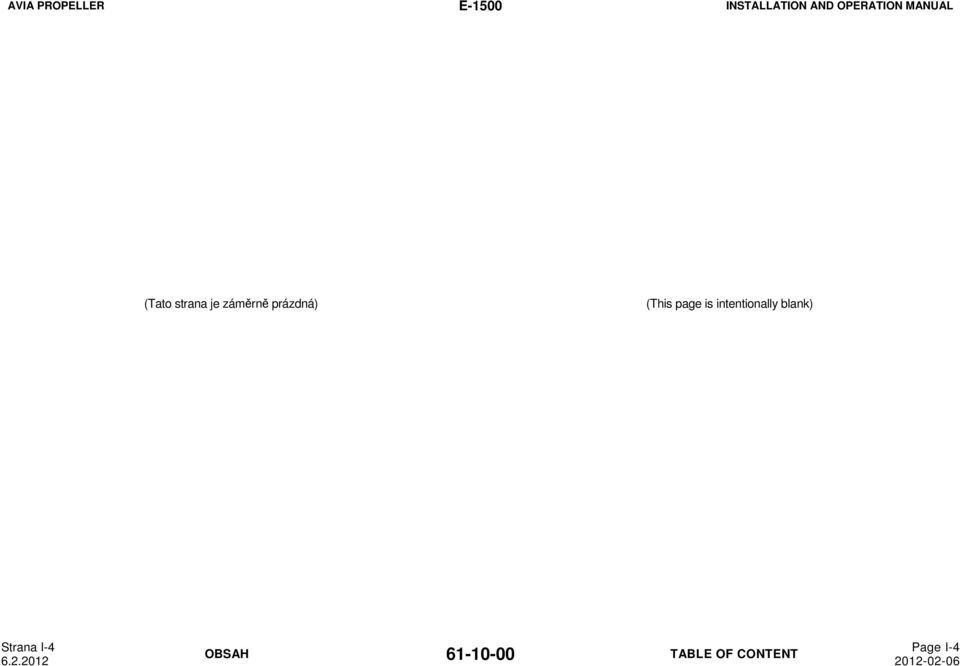 Strana I-4 Page I-4 OBSAH 61-10-00