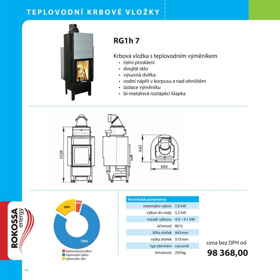 7,0 kw výkon do vody 5,5 kw rozsah výkonu 4,9 9,1 kw účinnost 86 % šířka