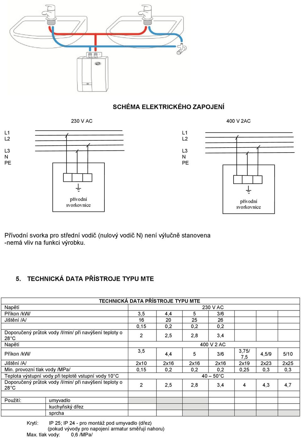 PRŮTOKOVÉ OHŘÍVAČE VODY MTE návod k použití a obsluze - PDF Free Download