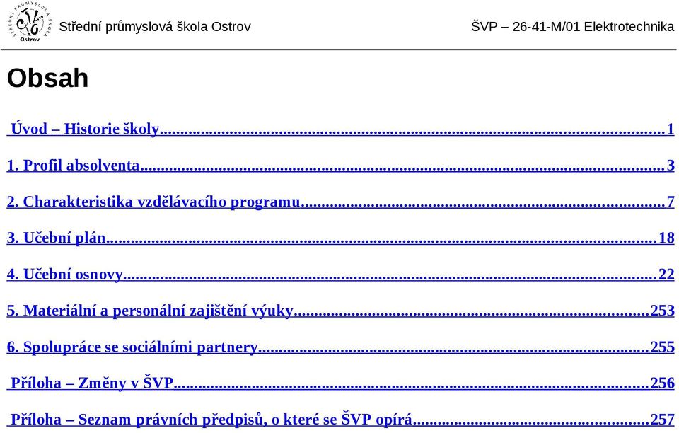 .. 22 5. Materiální a personální zajištění výuky... 253 6.