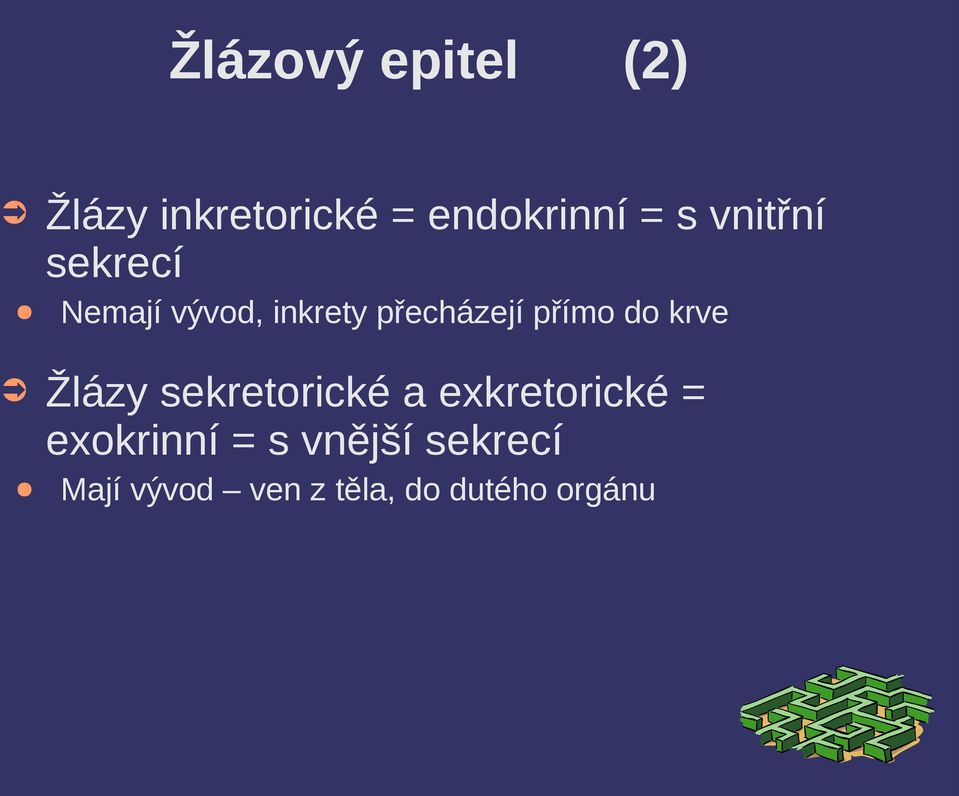 do krve Žlázy sekretorické a exkretorické = exokrinní =