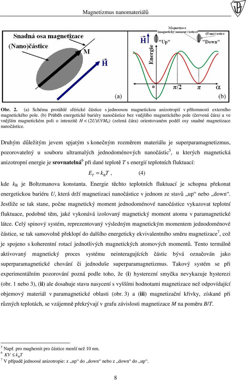 magnetizace nanočástice.