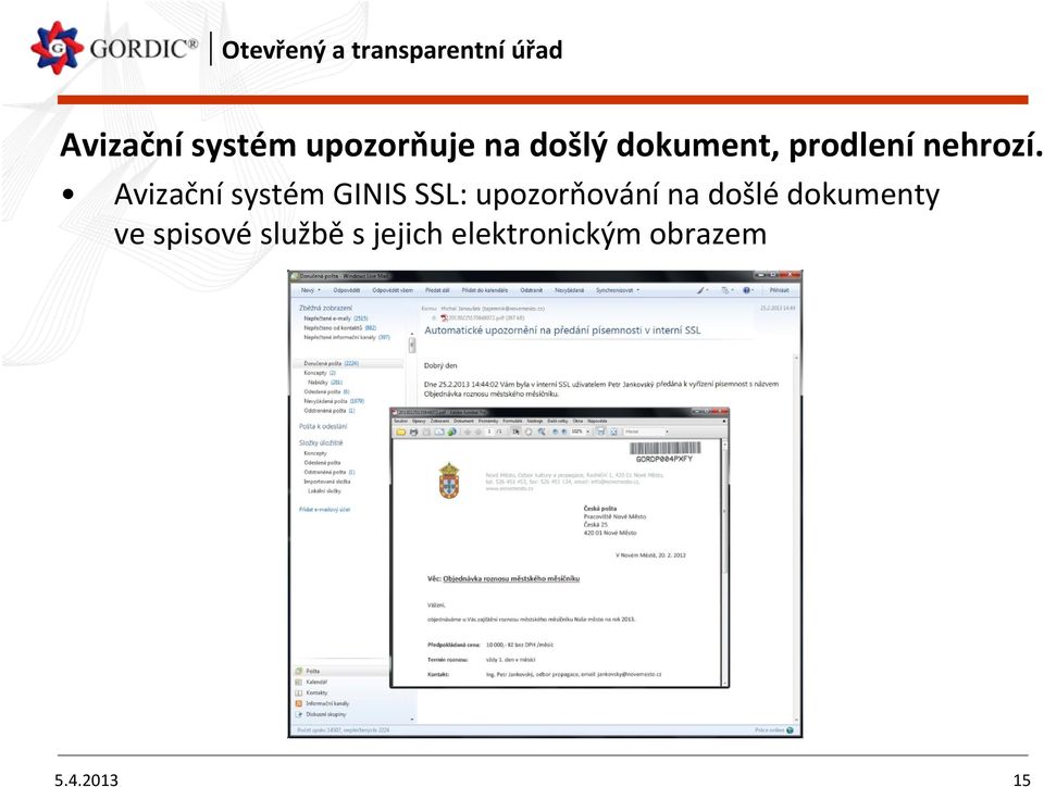 Avizační systém GINIS SSL: upozorňování na