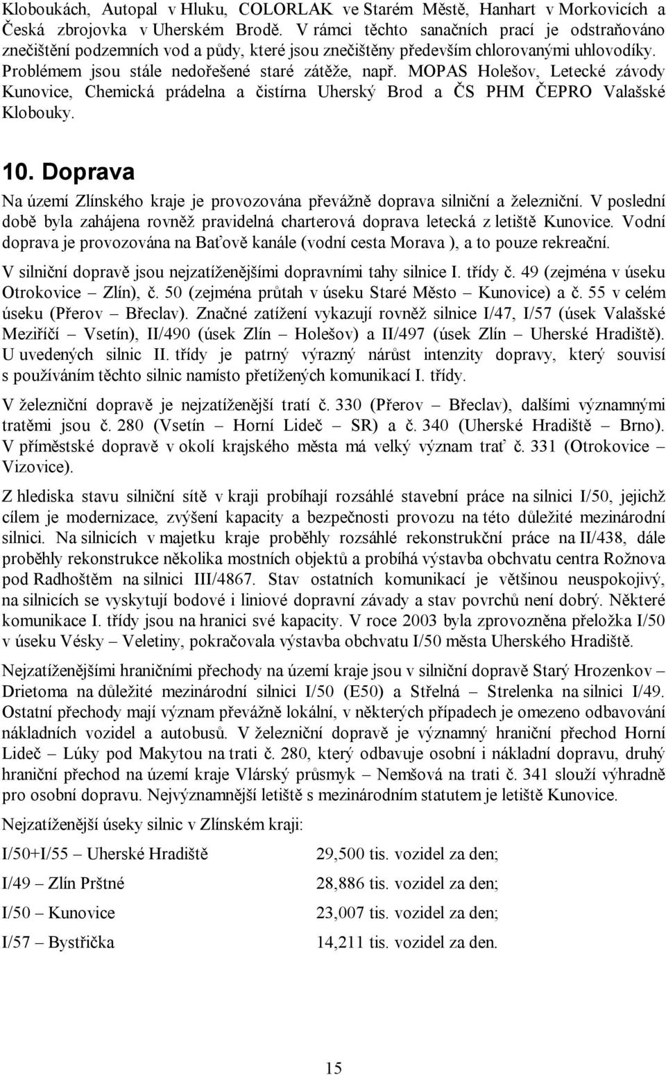 MOPAS Holešov, Letecké závody Kunovice, Chemická prádelna a čistírna Uherský Brod a ČS PHM ČEPRO Valašské Klobouky. 10.