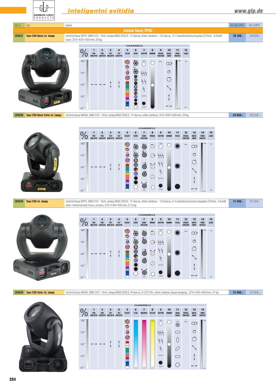 vč. lampy otočná hlava WASH, DMX - ch, lampa MSD 0/, barva, efekt rainbow, 0 0 mm, 0 kg,, / 0 Ypoc 0 vč.