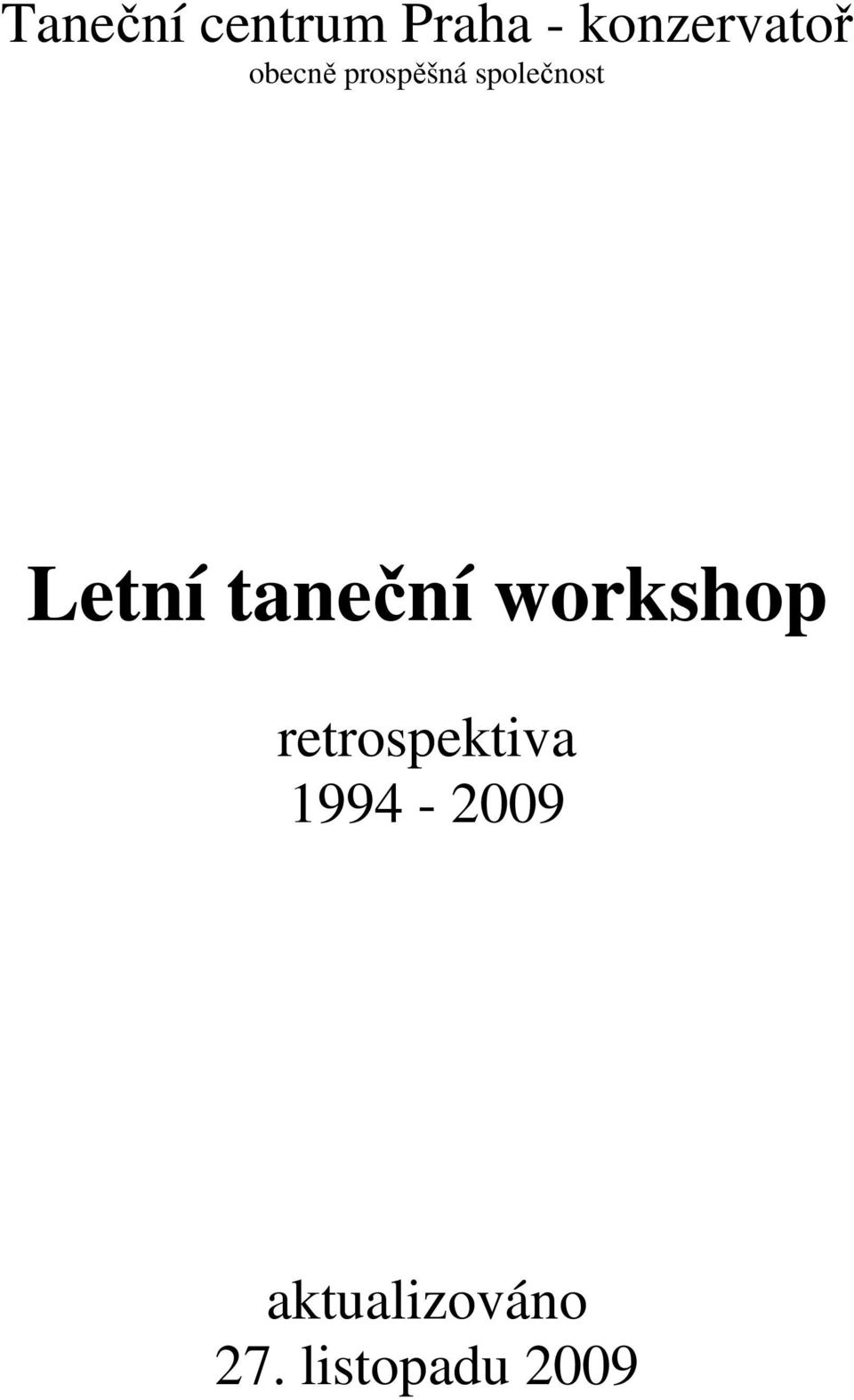 taneční workshop retrospektiva