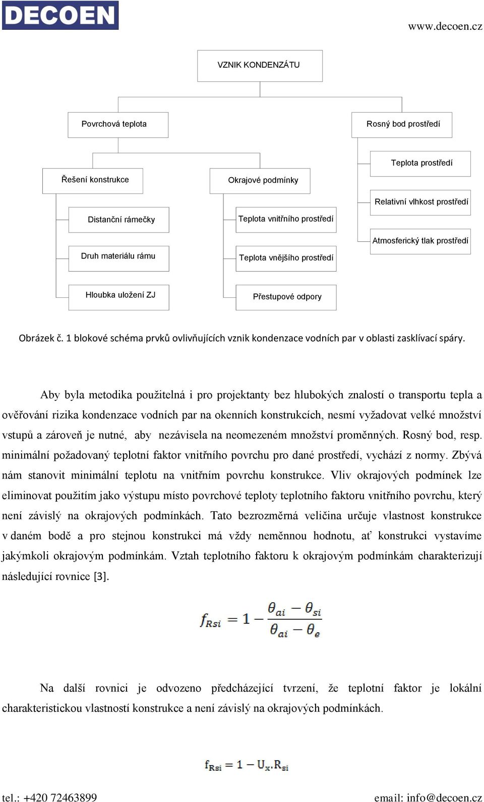 1 blokové schéma prvků ovlivňujících vznik kondenzace vodních par v oblasti zasklívací spáry.