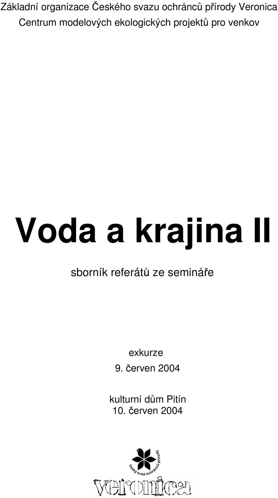 venkov Voda a krajina II sborník referátů ze semináře