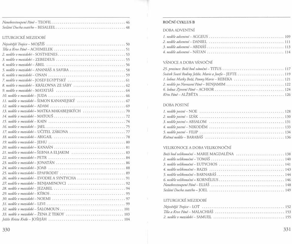 neděle v mezidobí- ZEBEDEUS.................................... 55 4. neděle v mezidobí -ÁBEL......................................... 56 5. neděle v mezidobí - ANANIÁŠ A SAFIRA............................. 58 6.