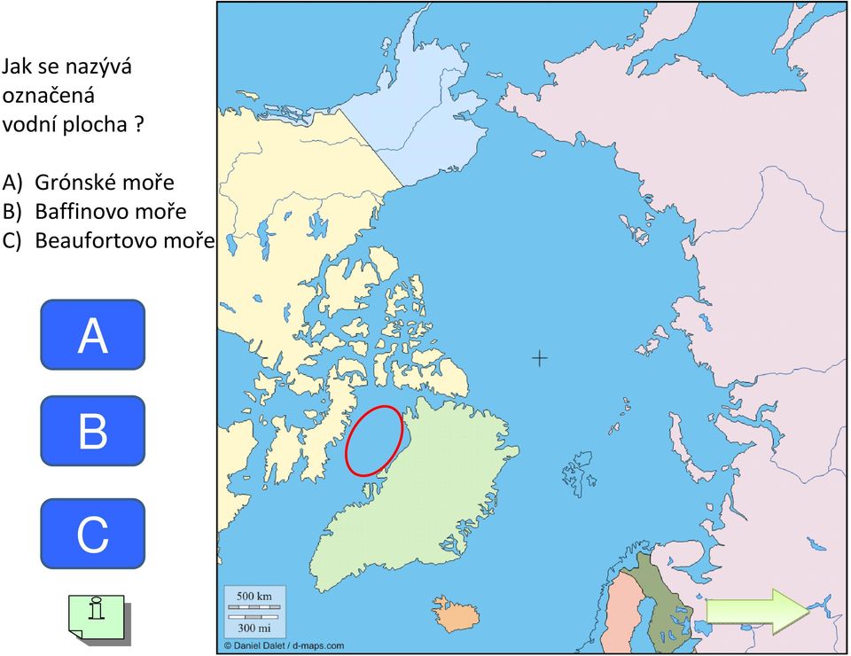 A) Grónské moře B)