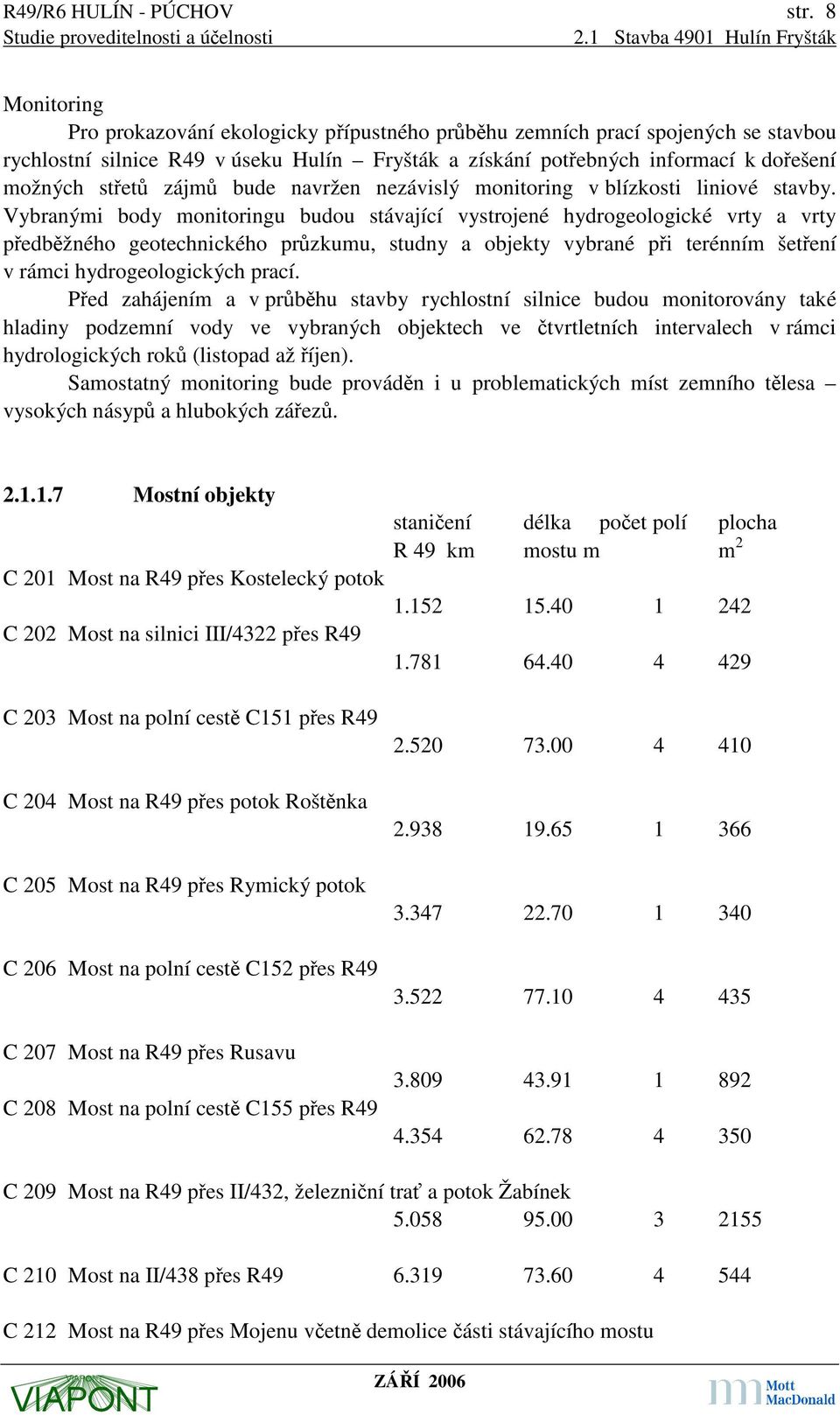 zájmů bude navržen nezávislý monitoring v blízkosti liniové stavby.