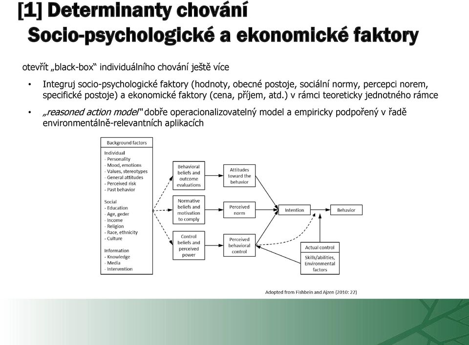 specifické postoje) a ekonomické faktory (cena, příjem, atd.