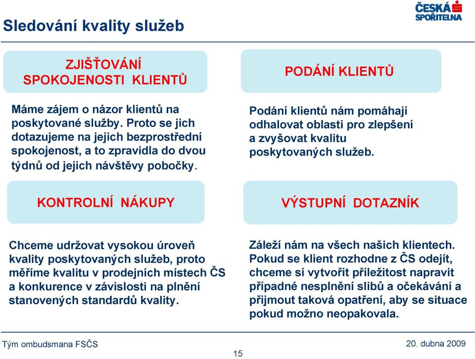 PODÁNÍ KLIENTŮ Podání klientů nám pomáhají odhalovat oblasti pro zlepšení a zvyšovat kvalitu poskytovaných služeb.