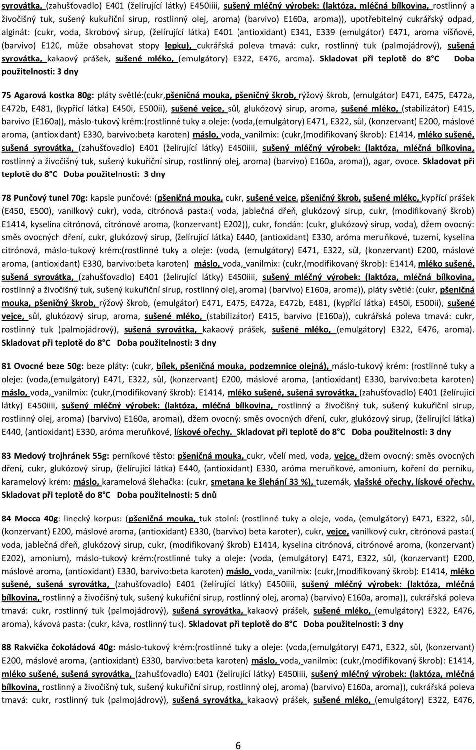 stopy lepku), cukrářská poleva tmavá: cukr, rostlinný tuk (palmojádrový), sušená syrovátka, kakaový prášek, sušené mléko, (emulgátory) E322, E476, aroma).