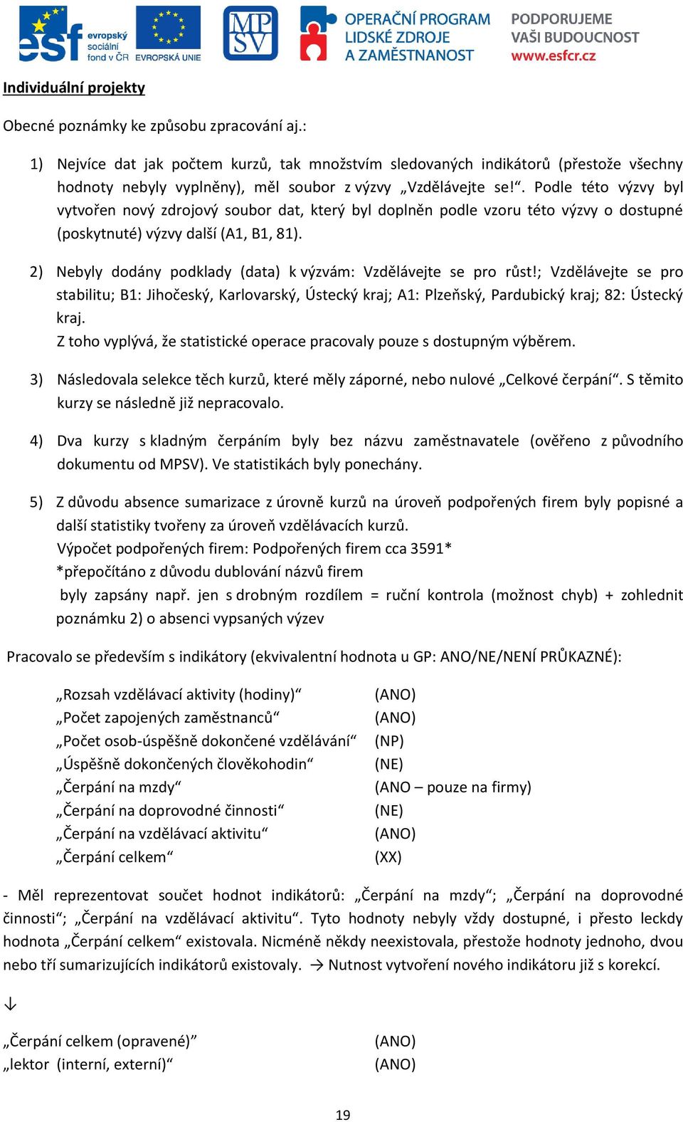 . Podle této výzvy byl vytvořen nový zdrojový soubor dat, který byl doplněn podle vzoru této výzvy o dostupné (poskytnuté) výzvy další (A1, B1, 81).