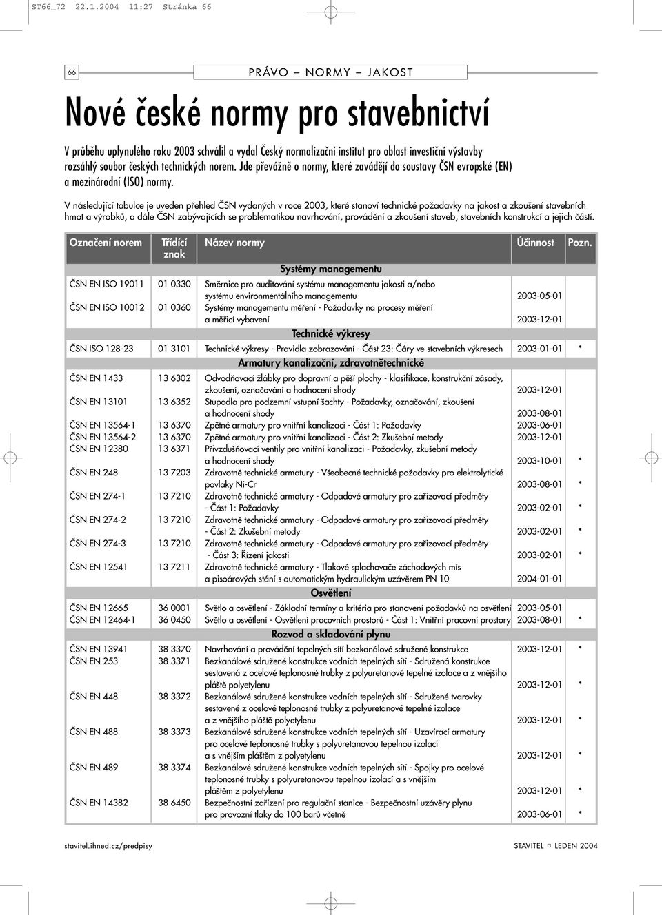 technických norem. Jde převážně o normy, které zavádějí do soustavy ČSN evropské (EN) a mezinárodní (ISO) normy.