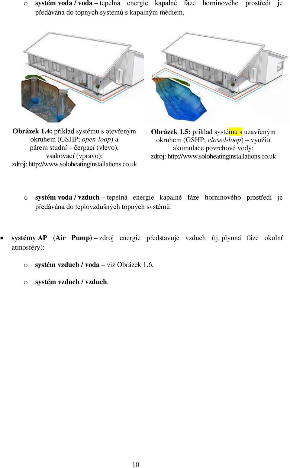 5: příklad systému s uzavřeným okruhem (GSHP; closed-loop) využití akumulace povrchové vody; zdroj: http://www.soloheatinginstallations.co.