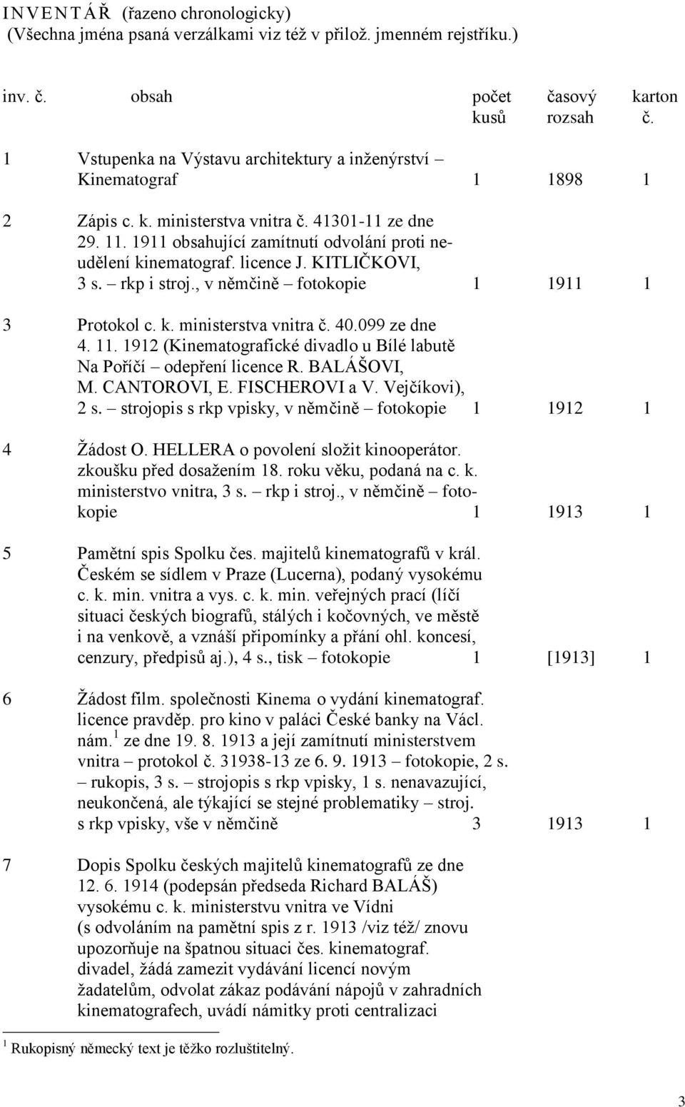 licence J. KITLIČKOVI, 3 s. rkp i stroj., v němčině fotokopie 1 1911 1 3 Protokol c. k. ministerstva vnitra č. 40.099 ze dne 4. 11.