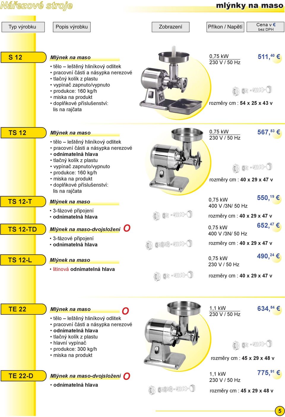 produkce: 160 kg/h miska na produkt doplňkové příslušenství: lis na rajčata 3-fázové připojení -dvojsložení 3-fázové připojení litinová odnímatelná hlava 0,75 kw 567, 83 rozměry cm : 40 x 29 x 47 v