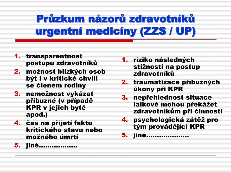 čas na přijetí faktu kritického stavu nebo možného úmrtí 5. jiné 1.