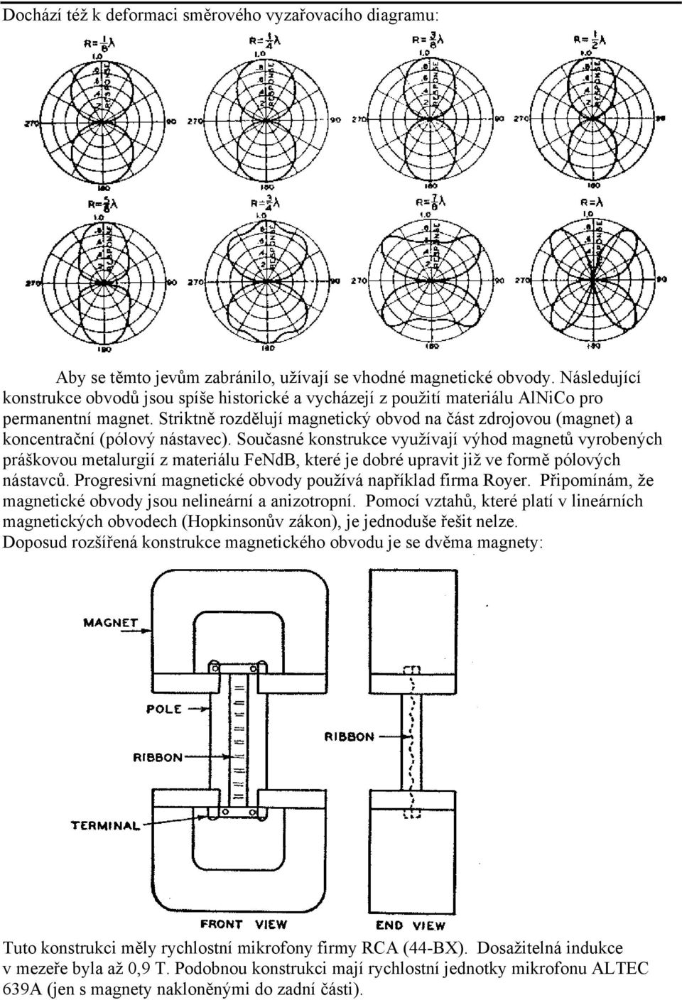 Striktně rozdělují magnetický obvod na část zdrojovou (magnet) a koncentrační (pólový nástavec).