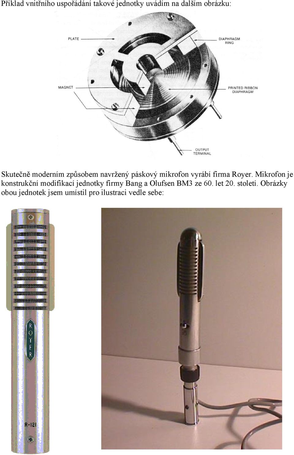 Mikrofon je konstrukční modifikací jednotky firmy Bang a Olufsen BM3 ze 60.