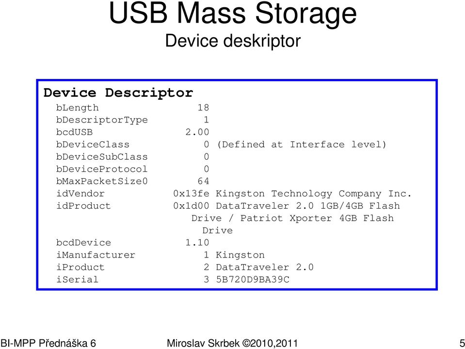 idproduct 0x13fe Kingston Technology Company Inc. 0x1d00 DataTraveler 2.