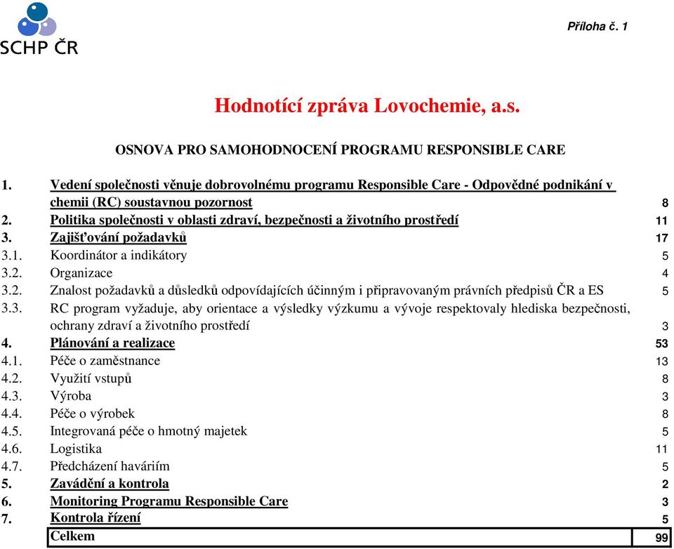 Politika společnosti v oblasti zdraví, bezpečnosti a životního prostředí 3. Zajišťování požadavků 7 3.. Koordinátor a indikátory 5 3.2.