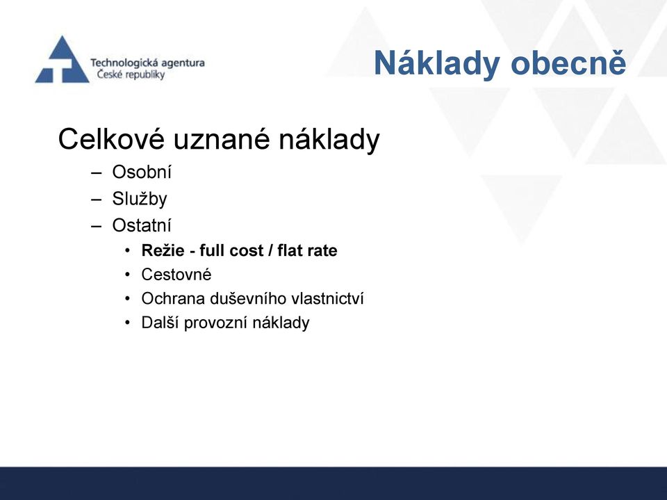 cost / flat rate Cestovné Ochrana