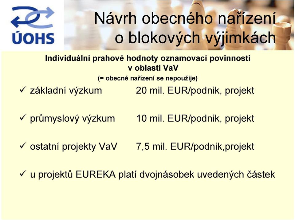 EUR/podnik, projekt průmyslový výzkum 10 mil.