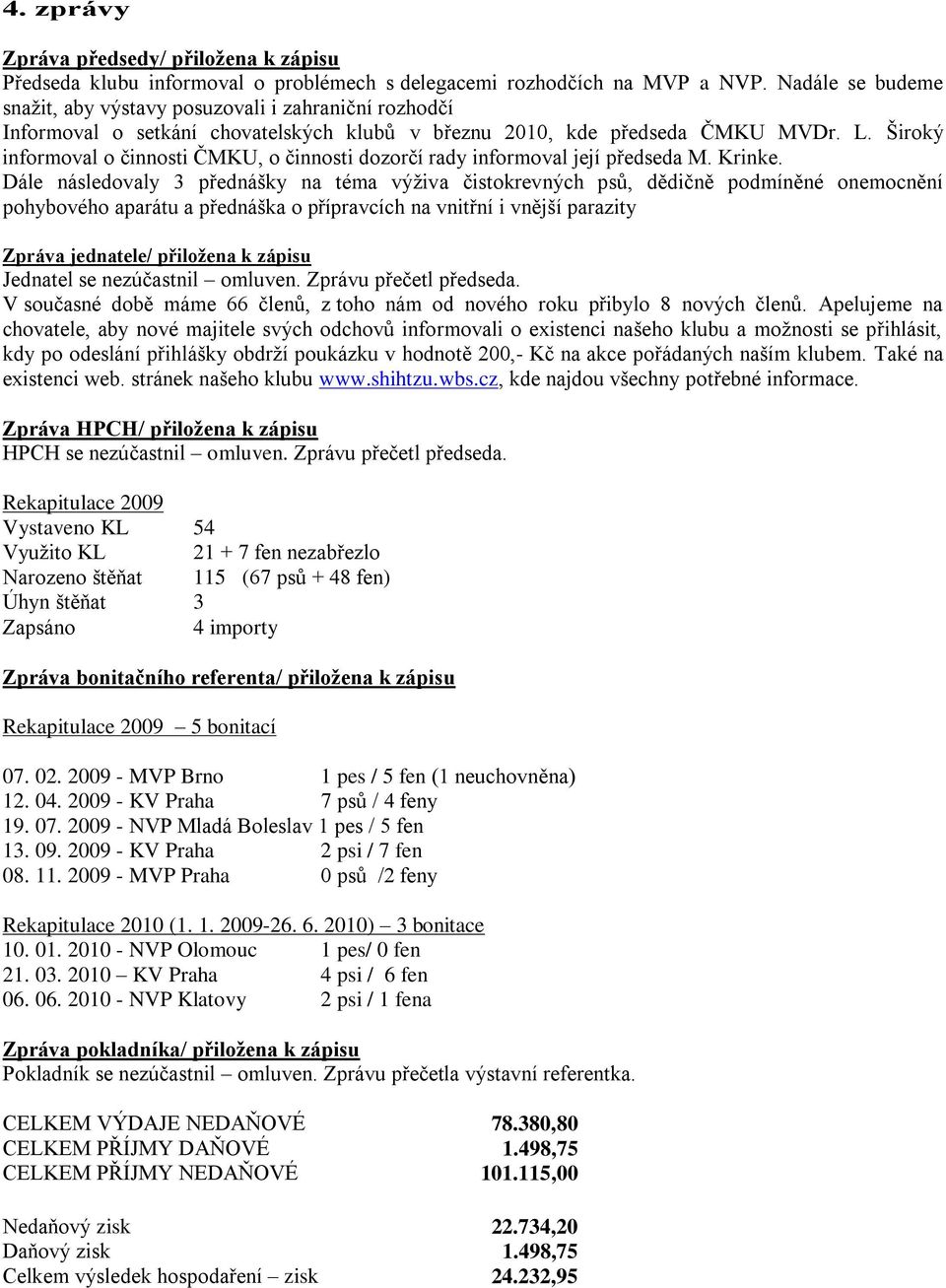 Široký informoval o činnosti ČMKU, o činnosti dozorčí rady informoval její předseda M. Krinke.