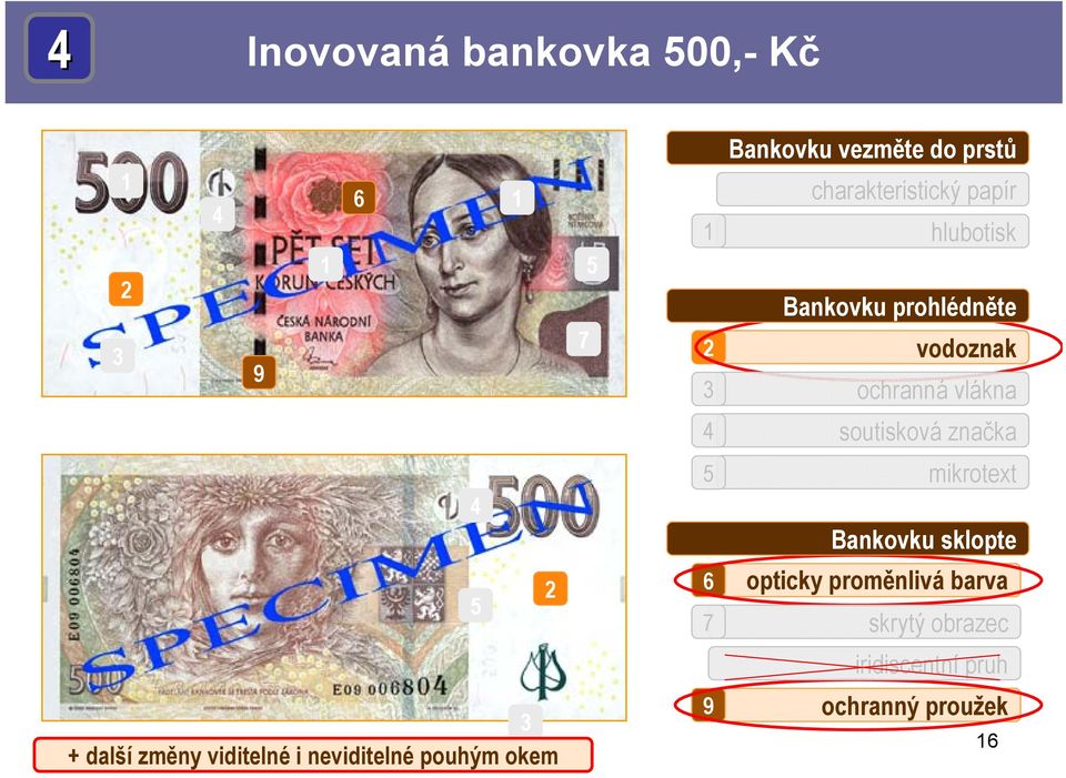 soutisková značka 4 4 5 mikrotext Bankovku sklopte 5 5 2 6 7 opticky proměnlivá barva