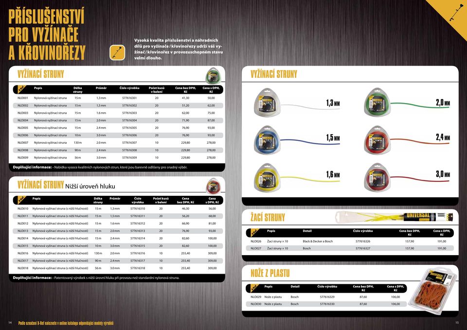 Nylonová vyžínací struna 15 m 1,5 mm 577616302 20 51,20 62,00 NLO003 Nylonová vyžínací struna 15 m 1.6 mm 577616303 20 62,00 75,00 NLO004 Nylonová vyžínací struna 15 m 2.
