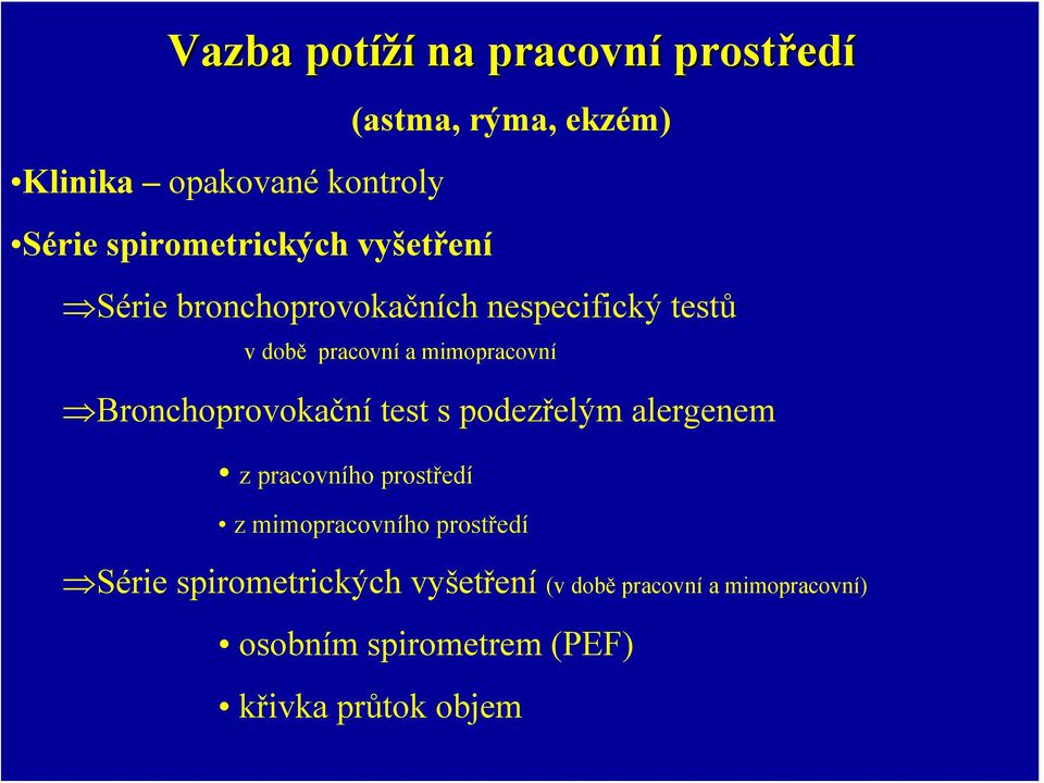 Bronchoprovokační test s podezřelým alergenem z pracovního prostředí z mimopracovního prostředí