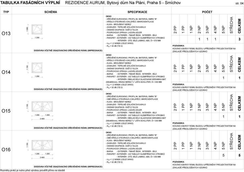 MM - U W =, W/MK (CELÉ ) - DŘEVĚNÉ EURO, 84, MTERIÁL SMRK "" - OĚ KŘÍDL OTEVÍRVÁ SKLÁPĚCÍ, - INTERIÉR- OKLD ÍLÁ GLZOVNÁ KERMIK MT (300x600mm), HRN NEREZ "L" LIŠT