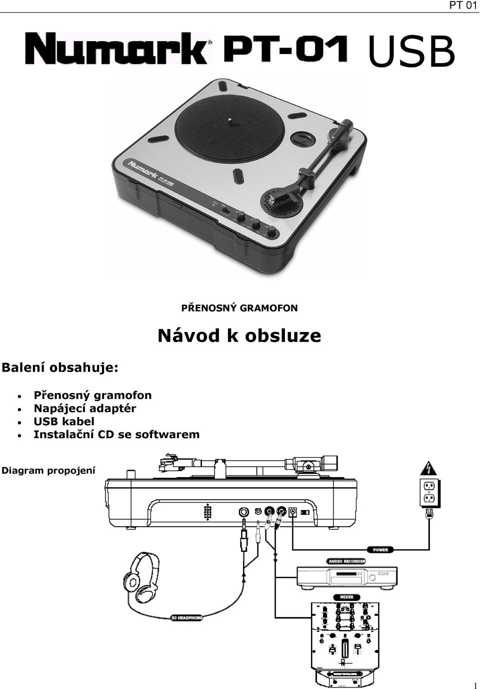 gramofon Napájecí adaptér USB kabel