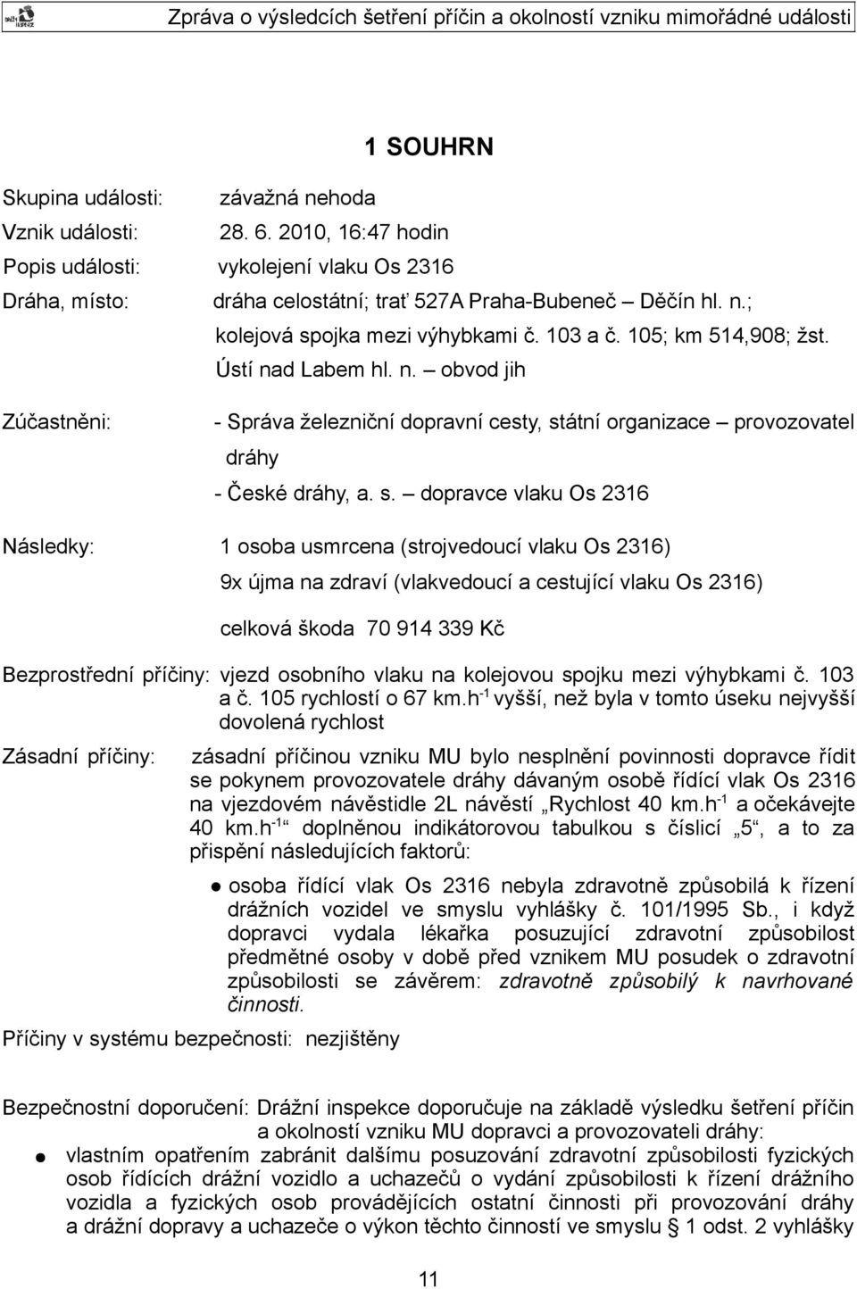 átní organizace provozovatel dráhy - České dráhy, a. s.