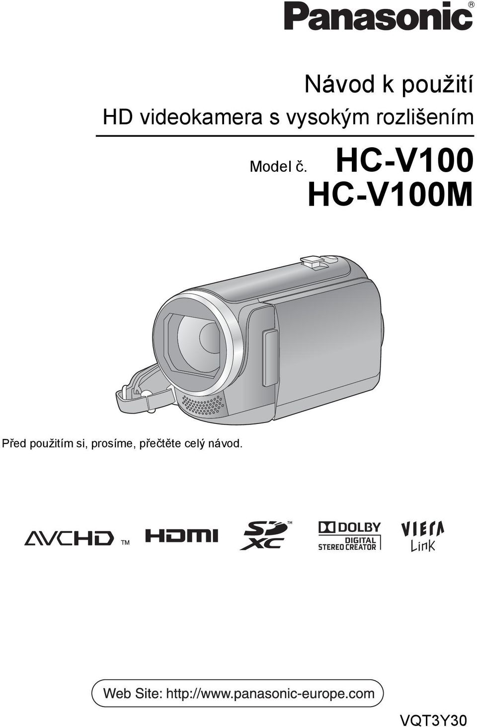 HC-V100 HC-V100M Před použitím