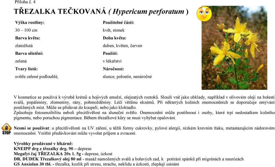 duben, květen, červen Použití: v lékařství Náročnost: slunce, polostín, nenáročné V kosmetice se používá k výrobě krémů a hojivých emulzí, olejnatých roztoků.